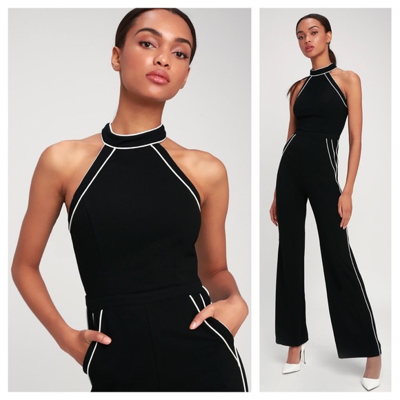 Lulus Pants - LULU’S Mod Babe Black & White Sleeveless Jumpsuit